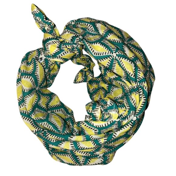 Roberta Roller Rabbit green yellow star fruit print cotton handkerchief scarf - Picture 3 of 4